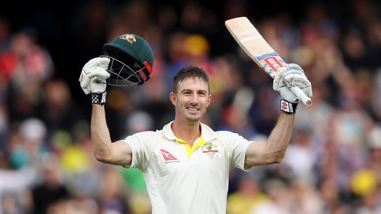 Shaun Marsh celebrates his century which put Australia in control of the second Test