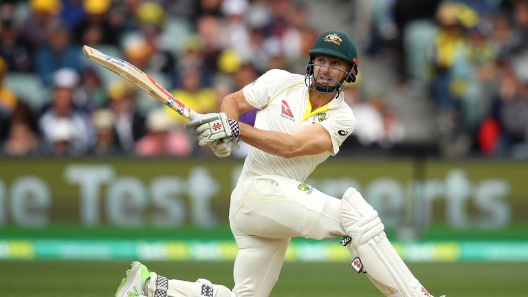 ADELAIDE, AUSTRALIA - DECEMBER 03: Shaun Marsh of Australia bats during day two of the Second Test match during the 2017/18 Ashes Series between Australia 