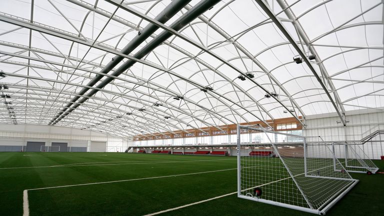 BURTON, ENGLAND - JULY 10:  In this handout image provided by The FA, A general view of the Sir Alf Ramsey indoor training pitch during a media event