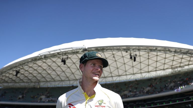 ADELAIDE, AUSTRALIA - DECEMBER 06:  Steve Smith of Australia looks on after Australia claimed victory during day five of the Second Test match during the 2