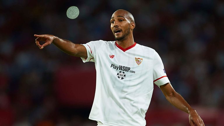 SEVILLE, SPAIN - AUGUST 22:  Steven N'Zonzi of Sevilla FC looks on during the UEFA Champions League Qualifying Play-Offs round second leg match between Sev