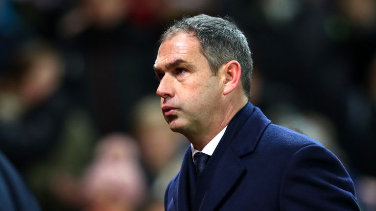 STOKE ON TRENT, ENGLAND - DECEMBER 02: Paul Clement, Manager of Swansea City look dejected after the Premier League match between Stoke City and Swansea Ci