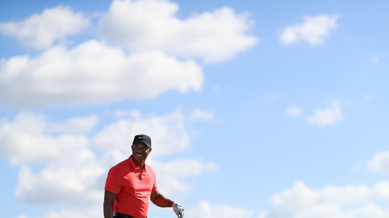 NASSAU, BAHAMAS - DECEMBER 03:  Tiger Woods of the United States warms up on the range prior to the final round of the Hero World Challenge at Albany, Baha