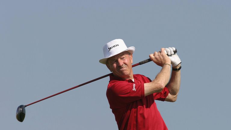LA MOYE, JERSEY - JUNE 10: Jersey's Tommy Horton in action on the 15th tee during the first round of the Irvine Whitlock Jersey Seniors Classic at the La M