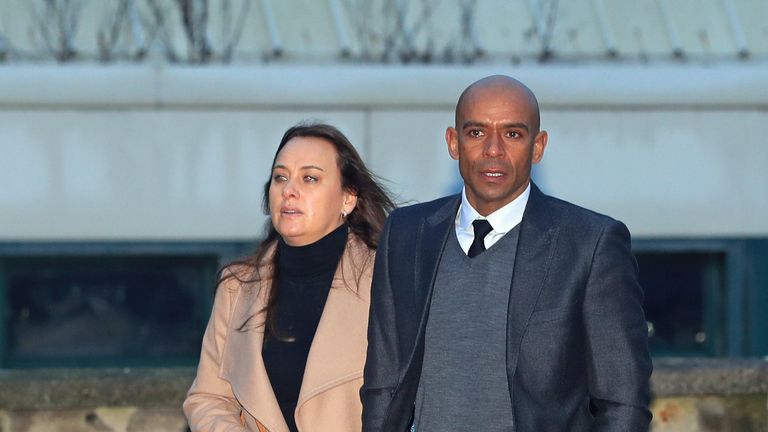 Former West Ham star Trevor Sinclair arriving at Blackpool Magistrates' Court