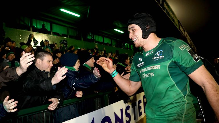 Connacht's Ultan Dillane celebrates after their derby victory over Ulster Rugby 