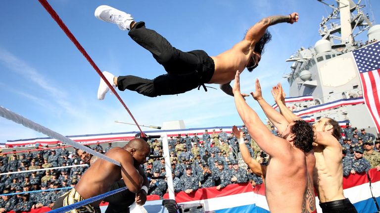 The Usos and New Day beat Rusev, Aiden English, Chad Gable and Shelton Benjamin