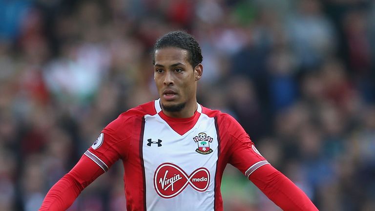 Virgil van Dijk of Southampton in action during the Premier League match between Brighton and Hove Albion and Southampton 