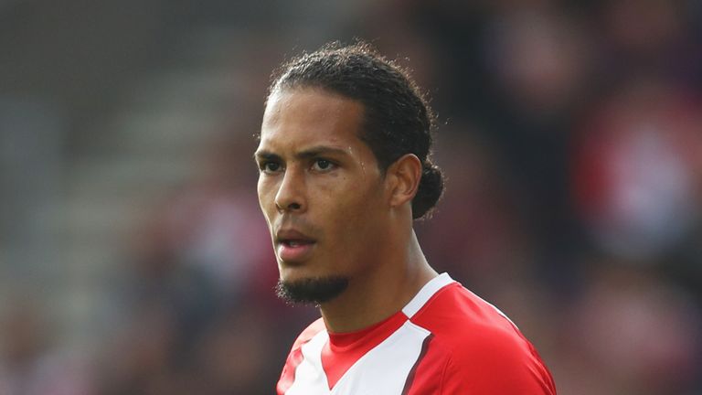 SOUTHAMPTON, ENGLAND - OCTOBER 15:  Virgil van Dijk of Southampton (17) looks on during the Premier League match between Southampton and Newcastle United a