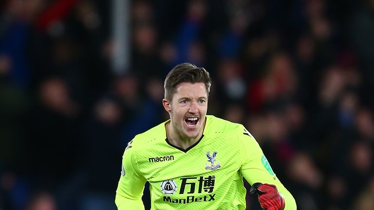 LONDON, ENGLAND - NOVEMBER 25:  Wayne Hennessey of Crystal Palace celebrates his sides second goal during the Premier League match between Crystal Palace a