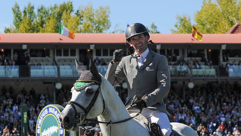 CALGARY, AB - SEPTEMBER 10: Philipp Weishaupt of Germany riding LB Convall won in the individual jumping equestrian earning a prize of one million dollars 