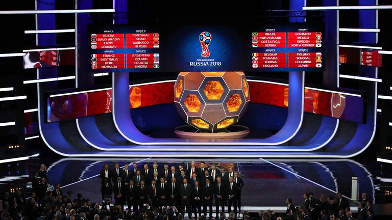 England manager Gareth Southgate (back row, fourth from left) stands with fellow managers during the FIFA 2018 World Cup draw at The Kremlin, Moscow