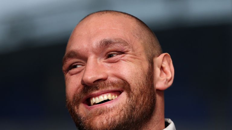 BOLTON, ENGLAND - NOVEMBER 30: Tyson Fury speaks at a press conference at the Macron Stadium on November 30, 2015 in Bolton, England. (Photo by Chris Bruns