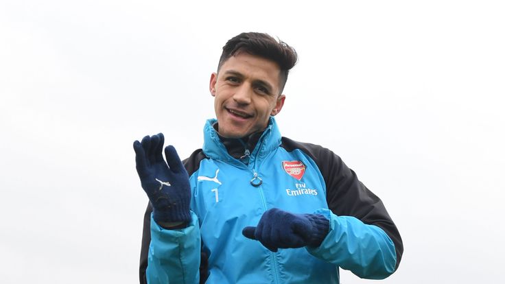 Alexis Sanchez of Arsenal during a training session at London Colney on January 13, 2018 in St Albans, England. 