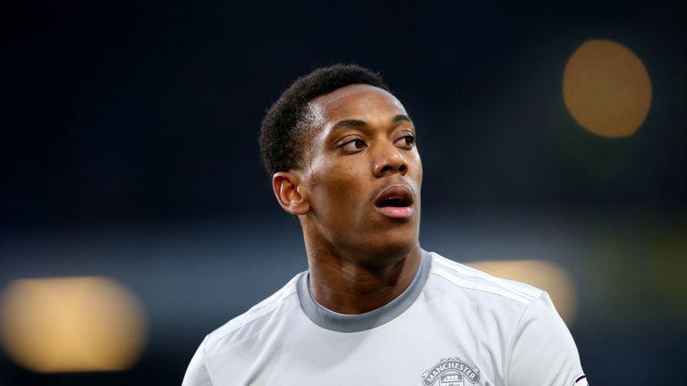 Anthony Martial of Manchester United looks on during the Premier League match between Burnley and Manchester United at Turf Moor