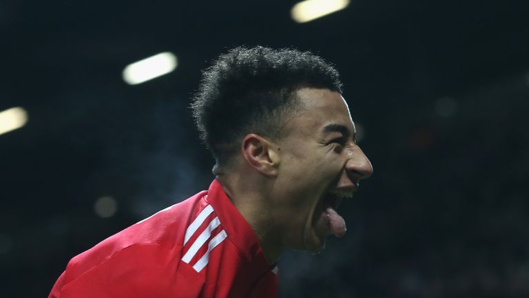 Jesse Lingard of Manchester United during the Emirates FA Cup Third Round match against Derby County at Old Trafford on January 5, 2018