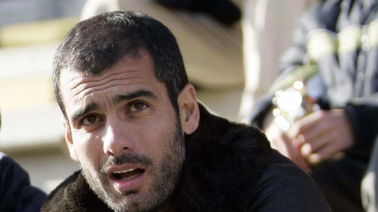 This photo taken on December 16, 2007 shows Pep Guardiola sitting in Barcelona. 