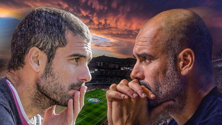 Feature graphic of former Barcelona coach and current Manchester City boss Pep Guardiola