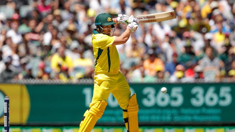 MELBOURNE, AUSTRALIA - JANUARY 14:  Aaron Finch of Australia bats during game one of the One Day International Series between Australia and England at Melb