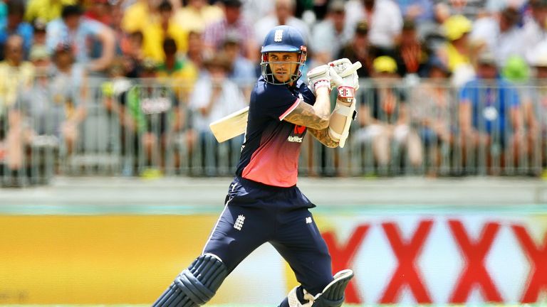 Alex Hales of England bats during game five of the One Day International match between Australia and England at Perth Stadium