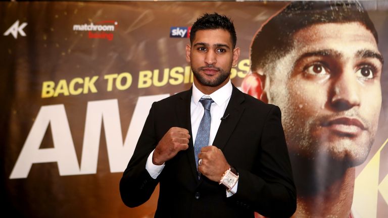 Amir Khan during a press conference at the Dorchester Hotel