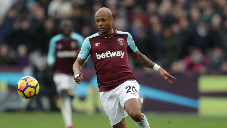 LONDON, ENGLAND - DECEMBER 09:  Andre Ayew of West Ham United in action during the Premier League match between West Ham United and Chelsea at London Stadi