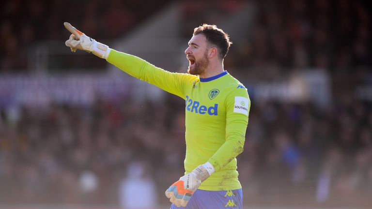 NEWPORT, WALES - JANUARY 07:  Leeds goalkeeper Andy Lonergan reacts during The Emirates FA Cup Third Round match between Newport County and Leeds United at