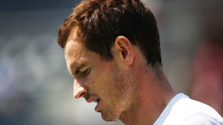 Andy Murray of Great Britian during a practice session prior to the US Open Tennis Championships 