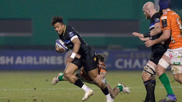 Anthony Watson scored one of Bath's seven tries