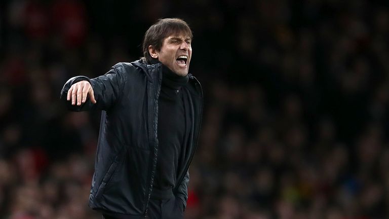 Chelsea manager Antonio Conte on the touchline during the Carabao Cup semi final, second leg match at The Emirates Stadium, London.