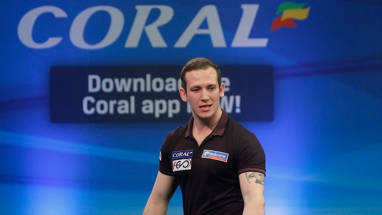 CORAL UK OPEN 2016.BUTLINS RESORT,MINEHEAD.PIC;LAWRENCE LUSTIG.ROUND2.ARRON MONK V ROBERT THORNTON.ARRON MONK IN ACTION