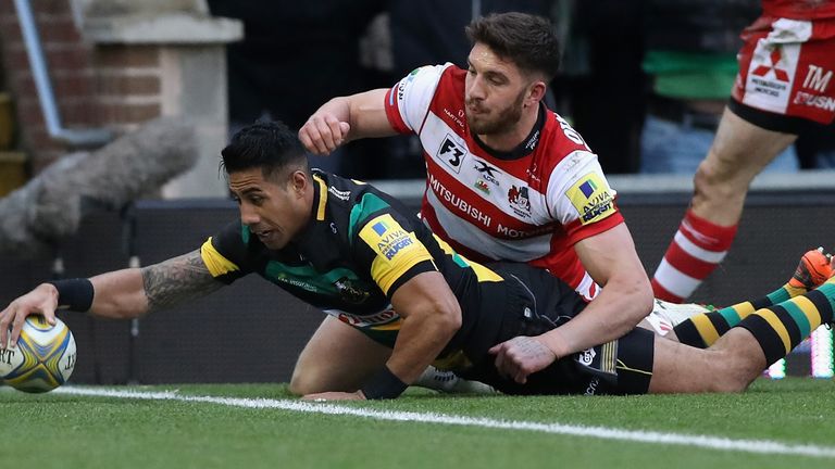 Ken Pisi dived over for the first try of the game at Franklin's Gardens 