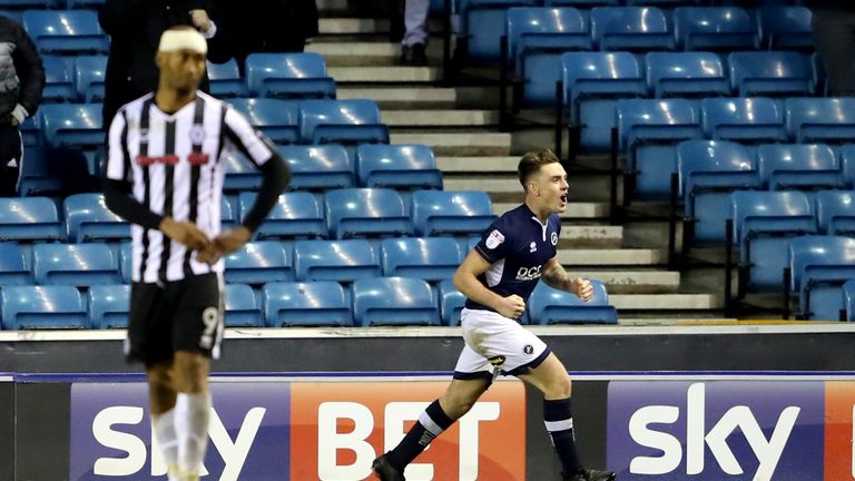 LONDON, ENGLAND - JANUARY 27:  Ben Thompson of Millwall celebratess scoring his side's second goal during The Emirates FA Cup Fourth Round match between Mi