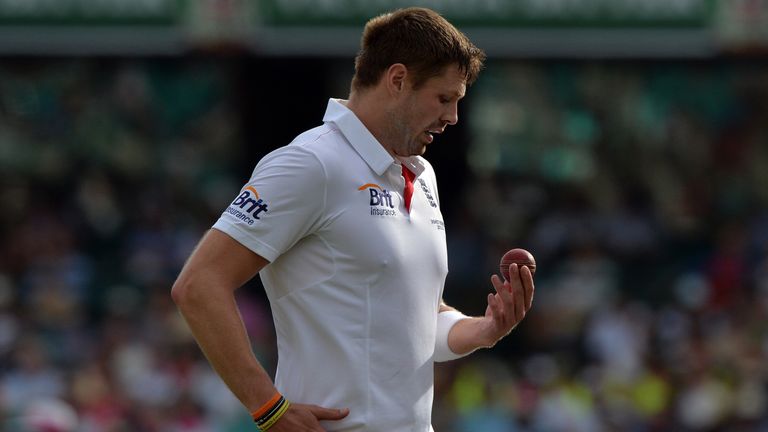 England's paceman Boyd Rankin approaches his bowling mark against Australia on the second day of the fifth Ashes cricket Test at the Sydney Cricket Ground 