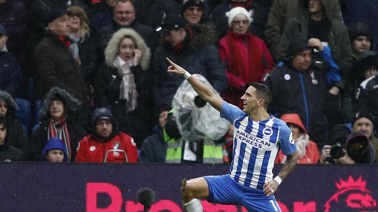 Anthony Knockaert, goal celeb, Brighton v Bournemouth, Premier League