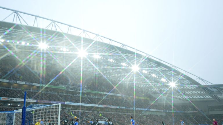 A view of the Premier League match between Brighton and Chelsea at the Amex Stadium
