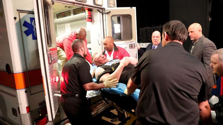 Brock Lesnar was injured after Braun Strowman pulled part of the Raw set onto him