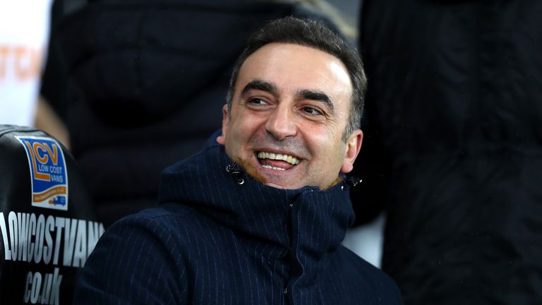 SWANSEA, WALES - JANUARY 17:  Carlos Carvalhal, Manager of Swansea City looks on  during The Emirates FA Cup Third Round Replay between Swansea City and Wo