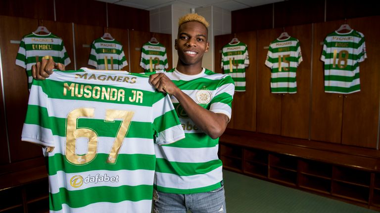 New Celtic signing Charly Musonda at Celtic Park, Glasgow