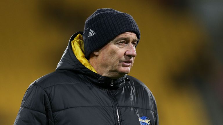 WELLINGTON, NEW ZEALAND - JUNE 09:  Coach Chris Boyd of the Hurricanes looks on during the round 16 Super Rugby match between the Hurricanes and the Chiefs