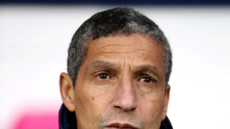 Brighton & Hove Albion manager Chris Hughton during the Premier League match at The Hawthorns