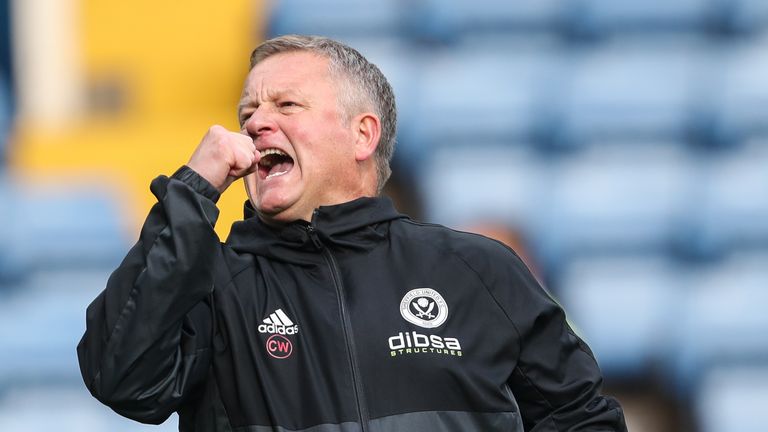 Chris Wilder celebrates at full-time in the Sky Bet Championship match between Sheffield Wednesday and Sheffield United on September 23, 2017