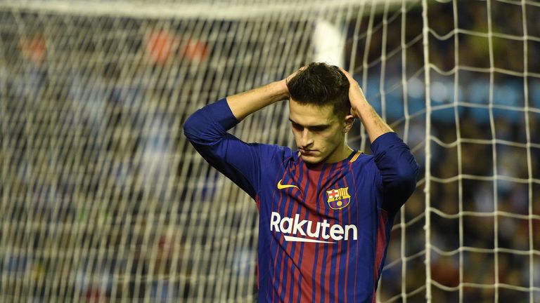 VIGO, SPAIN - JANUARY 04: Denis Suarez of FC Barcelona reacts after missing a goal opportunity during the Copa del Rey round of 16 first leg match between 
