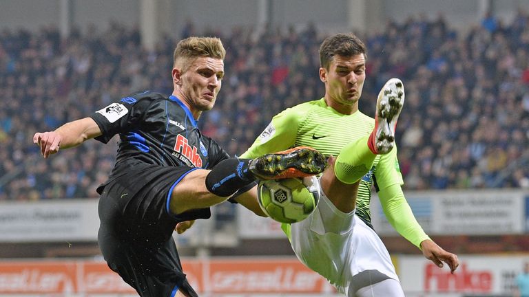 PADERBORN, GERMANY - SEPTEMBER 22:  during the 3. Liga match between SC Paderborn 07 and F.C. Hansa Rostock at Benteler Arena on September 22, 2017