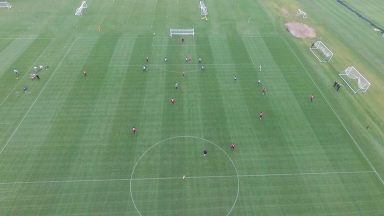 A view from a drone over Charlton training
