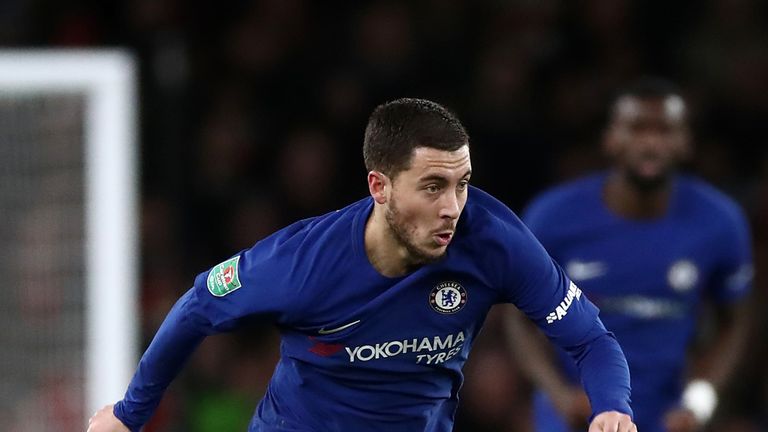 Chelsea's Eden Hazard during the Carabao Cup semi final, second leg match at The Emirates Stadium, London
