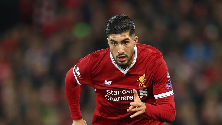 Emre Can in action during the UEFA Champions League group E match between Liverpool and Spartak Moscow