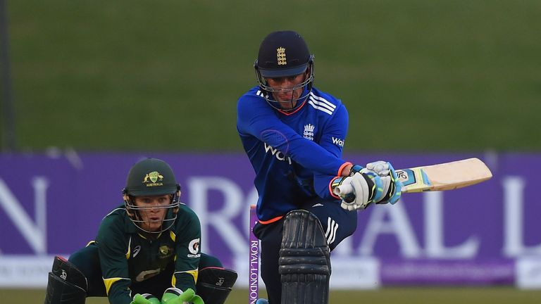 DERBY, ENGLAND - AUGUST 17:  Dan Lawrence of England in action during the U19 One Day International match between England U-19 and Australia U-19 at The Co