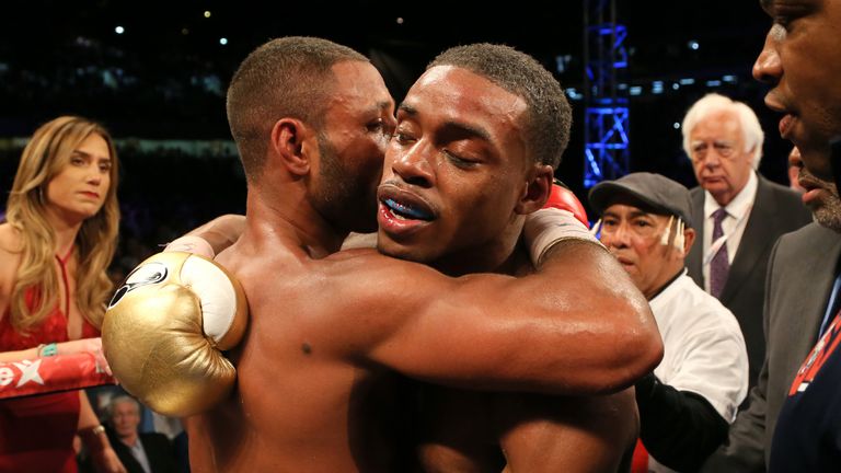 Kell Brook (left) and Errol Spence after their IBF Welterweight World Championship at Bramall Lane, Sheffield.