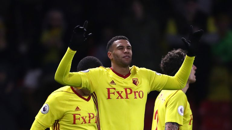 Etienne Capoue of Watford celebrates after scoring his sides third goal against Bristol City